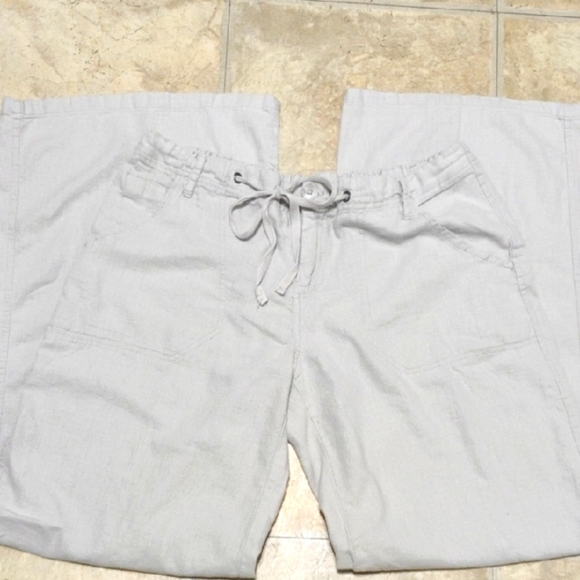 Just Living Light Gray8 Linen Wide Leg Drawstring Pants - Picture 1 of 16